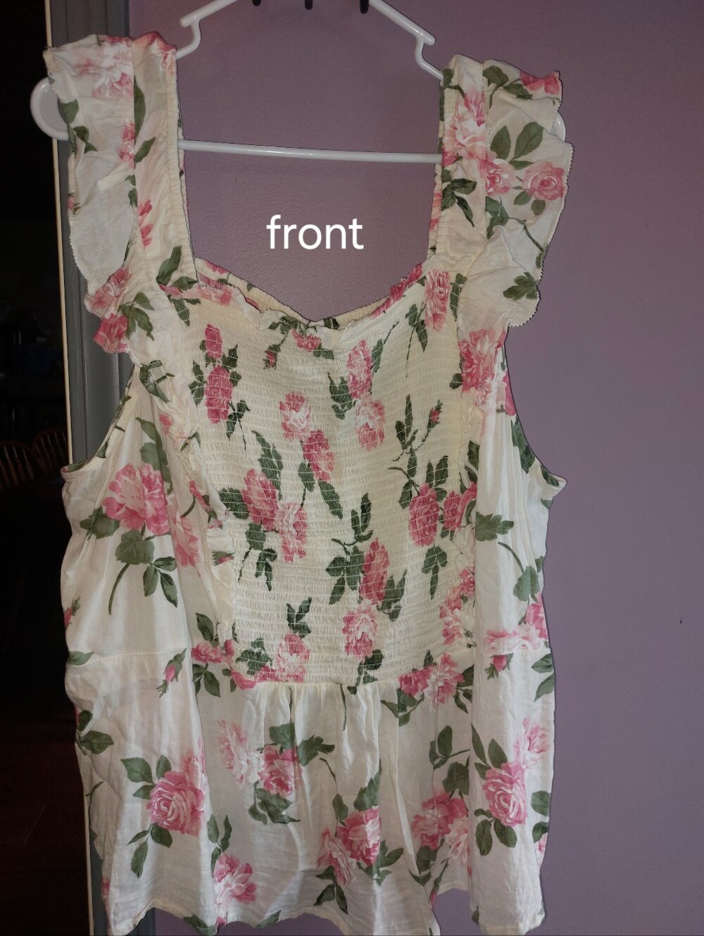 Old Navy 4x White Floral Smocked Tank